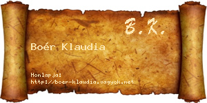 Boér Klaudia névjegykártya